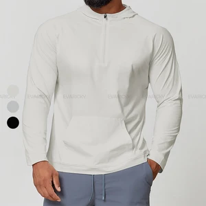 Men's Breathable Autumn Fitness Long Sleeve Oversized Zipper-Up T-Shirts Outdoor Athletic Top Running Workout Windproof Quick