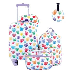 Heart Luggage for Girls 16" Kids Rolling Luggage Travel Rolling Suitcase with Wheels 5 Kids Luggage Set