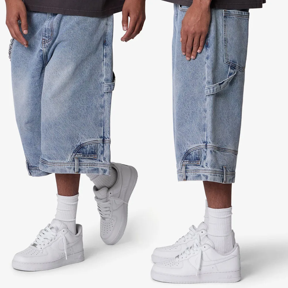Custom Ultra Baggy Denim Shorts - Work Pocket Cargo Jorts