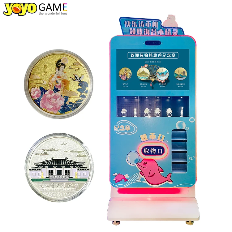 Custom Graphics Medal Vending Machine with Multiple Payment Options and Metal Construction for Theme Parks