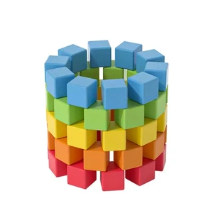 1 Inch Rainbow Wooden Building Block Set Color Cognition Games for Kids Preschool Learning Educational Toys for Boys and Girls