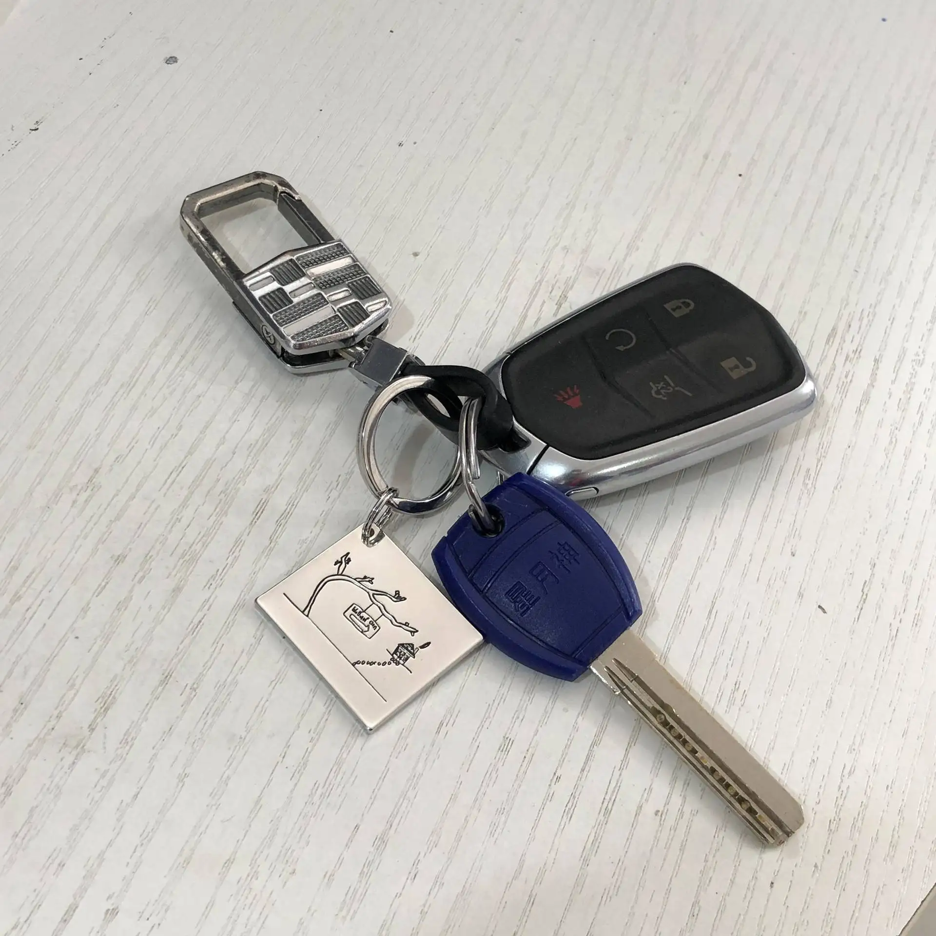 Customizable Hand Painted Children's Drawing Keychain with  Stainless Steel Bag Charm