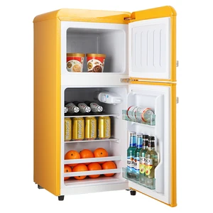86L China Factory Hot Selling BCD-86R Colorful Electric Freezer up and Refrigerate Down Two Doors Retro Refrigerator
