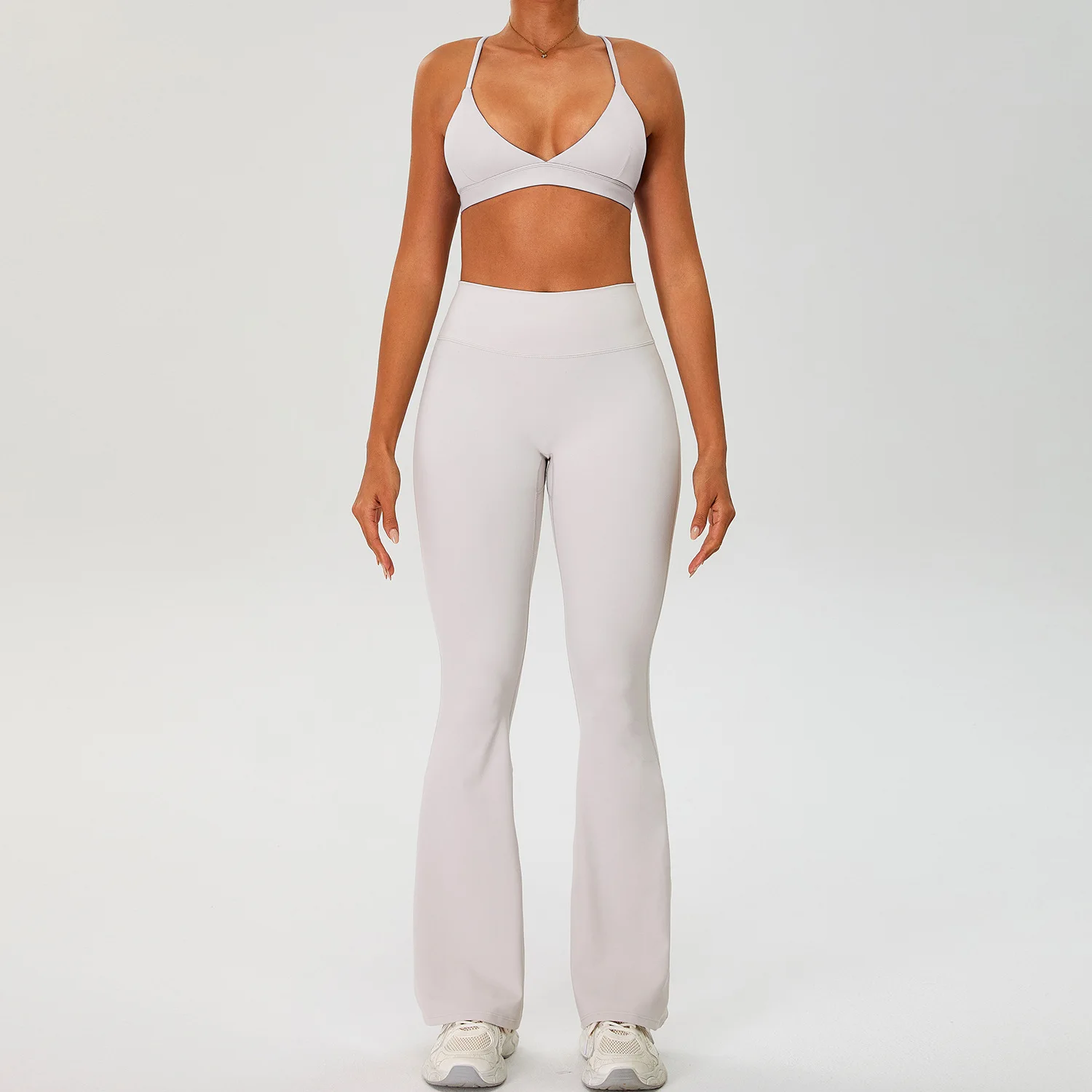 Arrival Spandex/Nylon Brushed 2-Piece Set Outerwear Crisscross Straps High-Waisted Breat preview