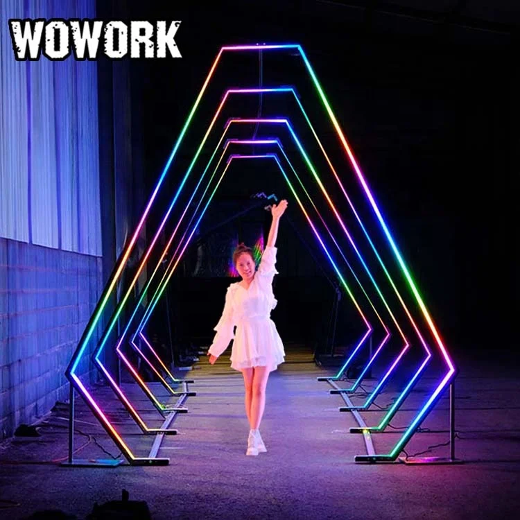 WOWORK大型RGBネオンLEDライト結婚式の柱柱ステージ背景入り口トンネル 
