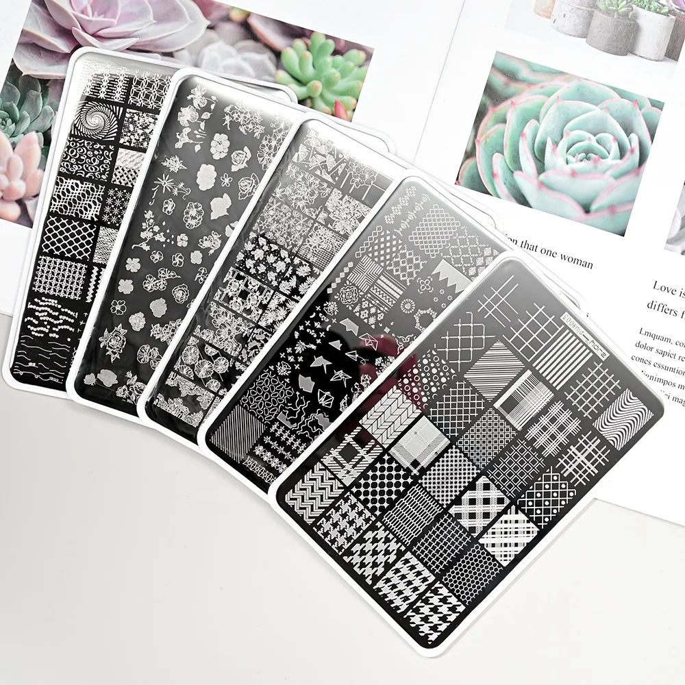 Nagelstempel-Platten Mit Blumenmotiven – 4-teiliges Set Aus Edelstahl Für DIY-Nageldesign