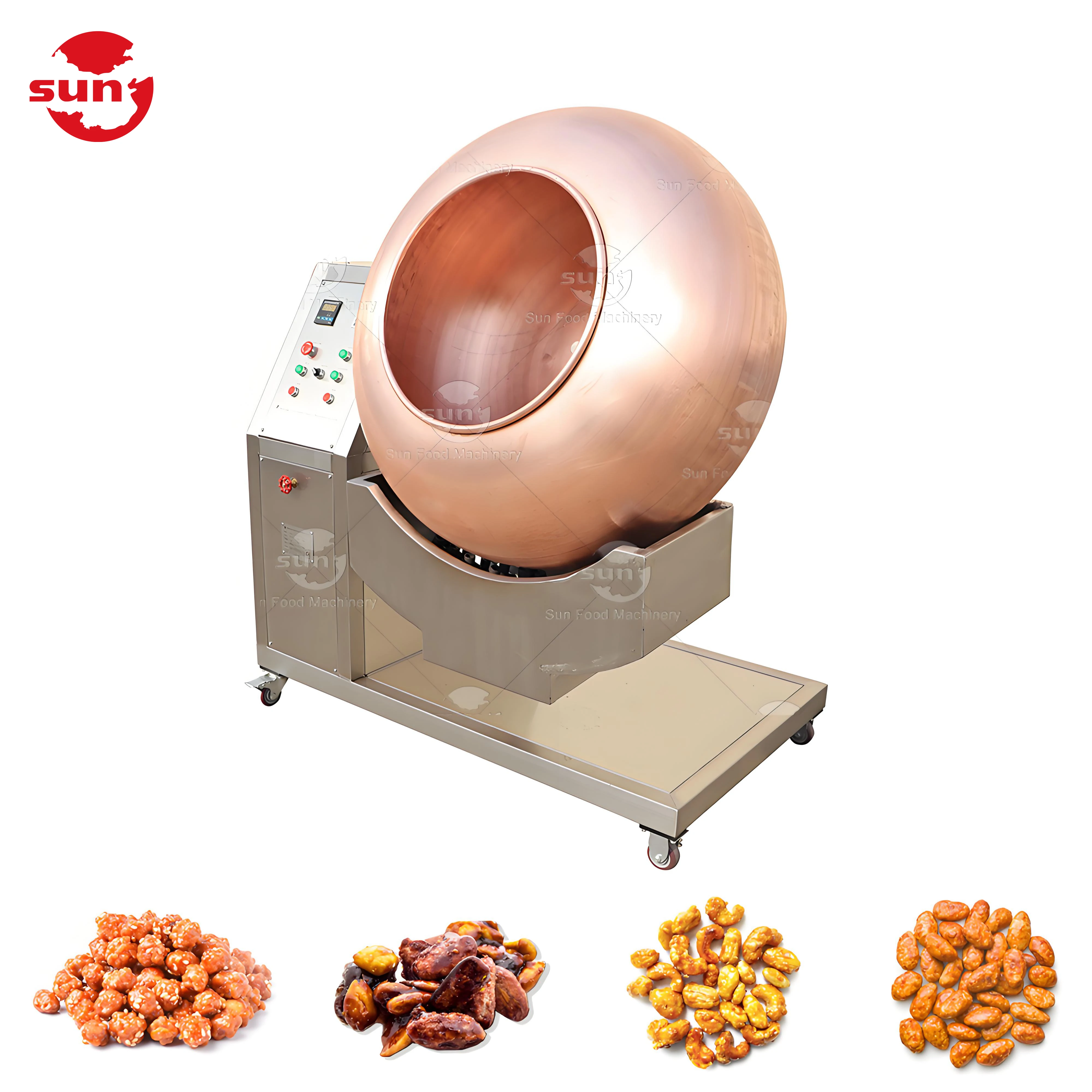 Copper Cocoa Peanut Flavor Drum Coating Pan Machine Flouring Coated Peanut Almond Nut Coating Machine Price