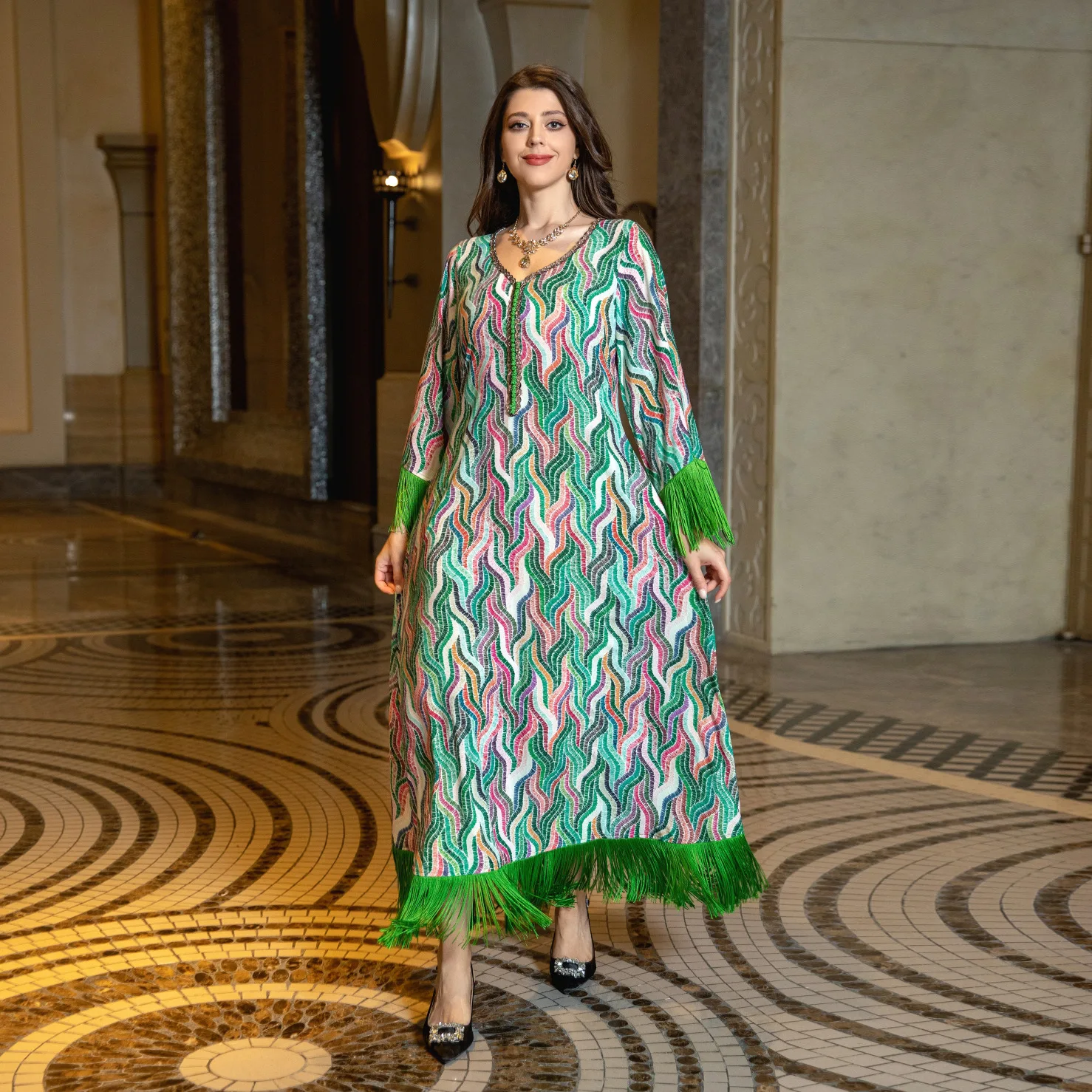 chinese dress ladies Asia Green Sheer Short-Sleeve Draped Maxi Dress  Club L London