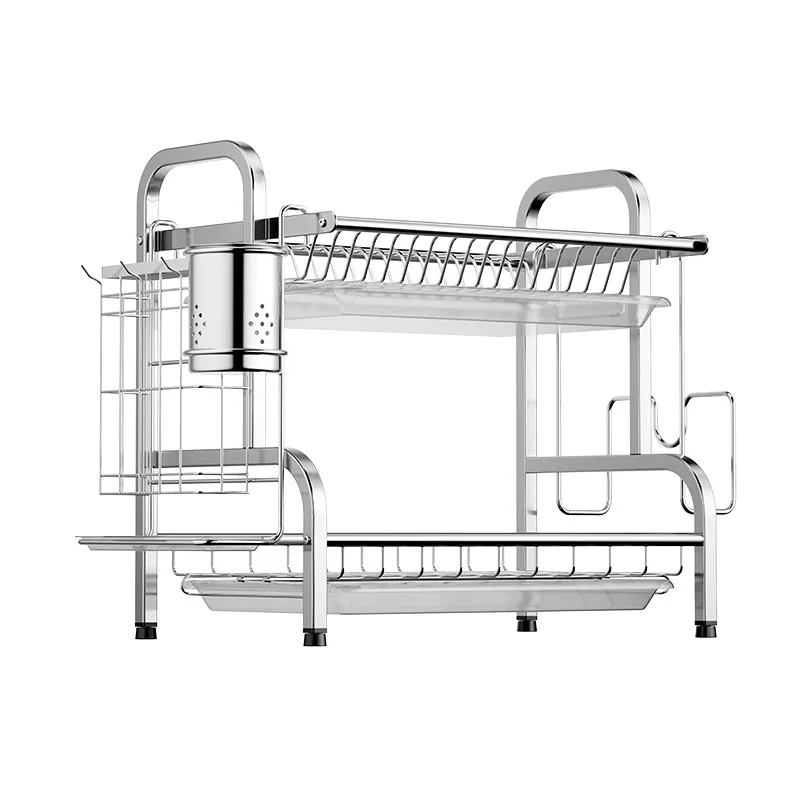 Factory Direct Sale Standing Type Rustproof Tier Dish Drying Rack Kitchen Use Oversink Dish Rack Fold Dish Rack