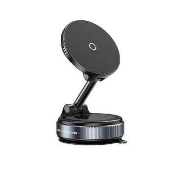Wholesale Foldable Wireless Charging Navigation Car Mobile Phone Holder Cross-Border Vacuum Magnetic Suction Lazy Made of Alloy