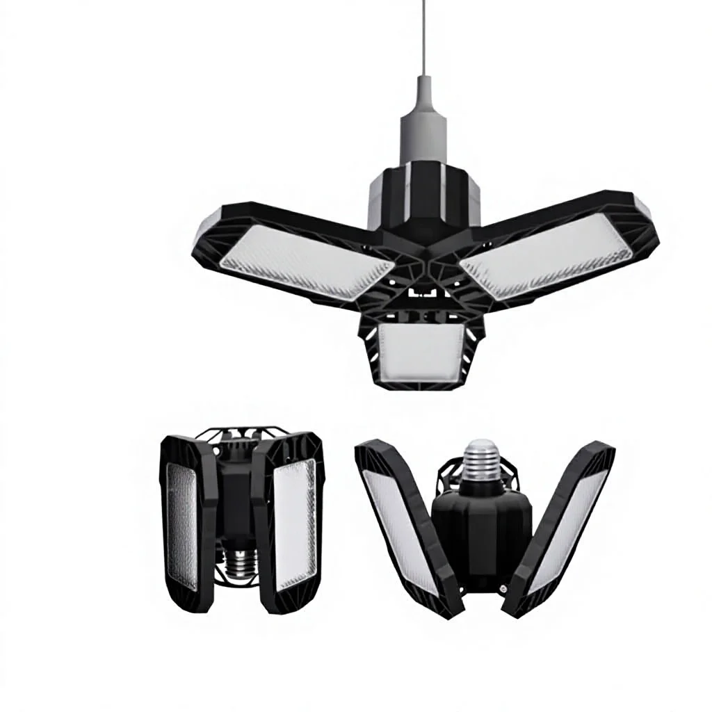 Fabrikneue LED-4+1-Garagen-Transformatorleuchte mit faltbarer Birne, Modell 628, 6500 K, zur Beleuchtung von Lagerhallen- und Fabrikdecken