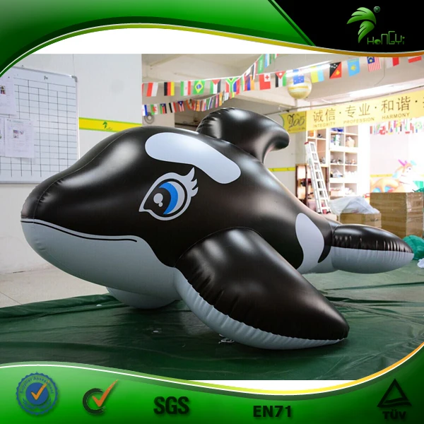 TPU Customized Inflatable Ride-on Black Whale Giant Inflatable Animal Cartoon Character Whale Swimming Pool Toys Parade Balloon