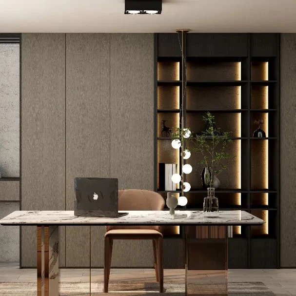 Melinco Hotel Lobby Concealed Cabinet and Feature Wall with Seamless Door Hotel Renovation Materials Cabinet