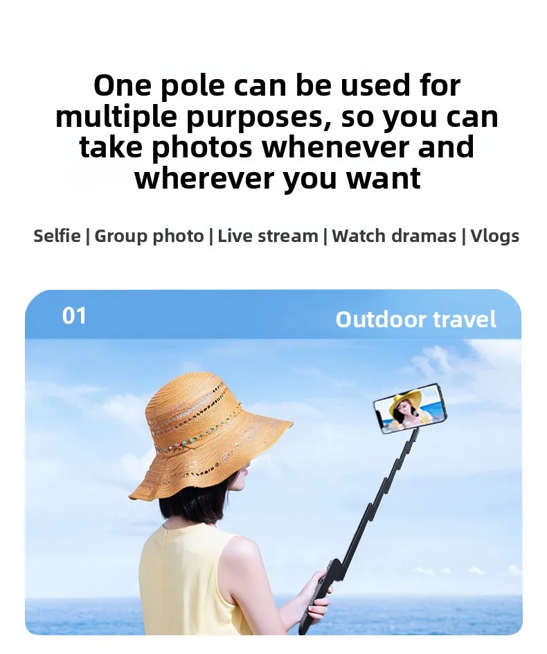 Applicable to iphone 15 Pro Max Phone case Selfie Stick Bluetooth Three-in-one Portable Selfie Stick Mobile Phone Selfie Stick