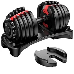 Full Body Workout Fitness Men And Women Black Anti-Slip Fast Adjust Weight Metal Handle Adjustable Dumbbell by Turning Handle