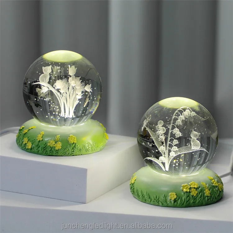 Wholesale Price 3D Crystal Ball Table Lamp USB Plug-in