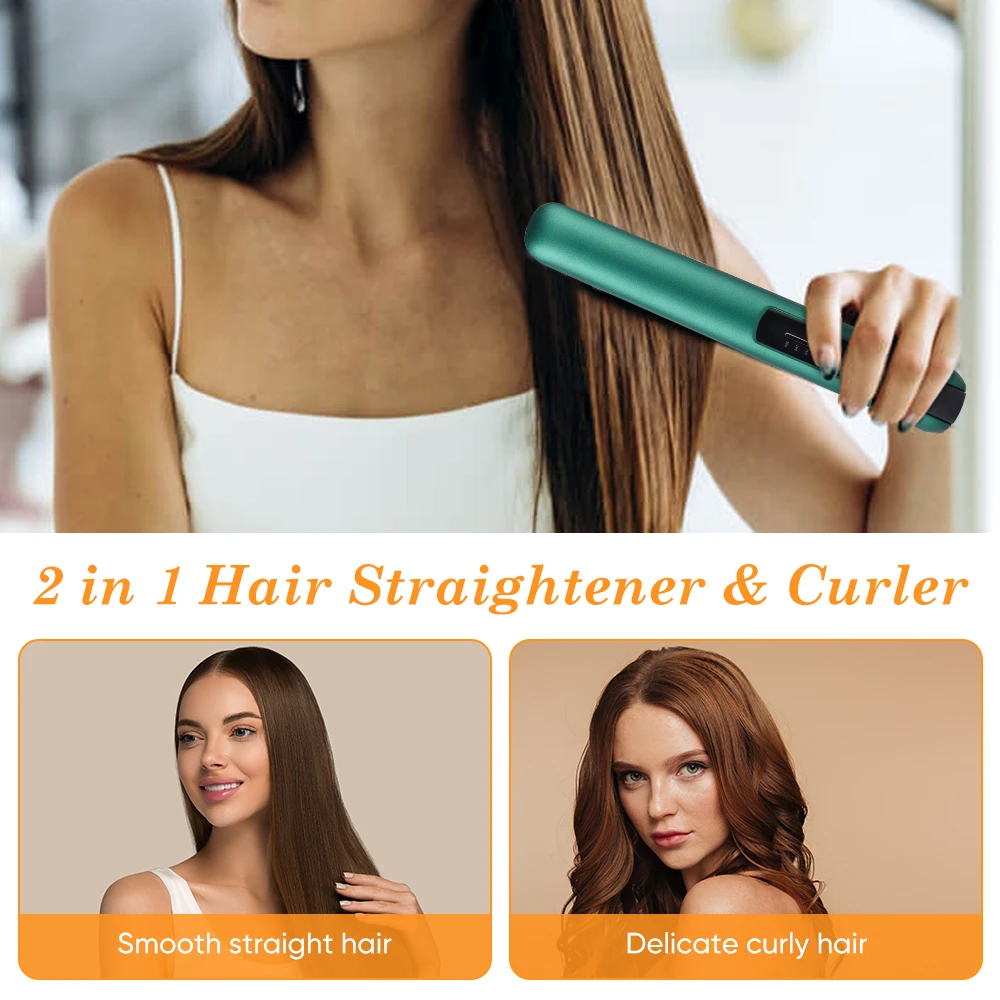 Ceramic Long Lasting Wireless Hair Straightener Portable Flat Iron Hair