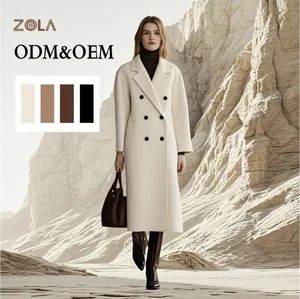 Different Colors Winter Ladies' Wool Overcoat Cashmere Long Double-breasted Tweed Coat