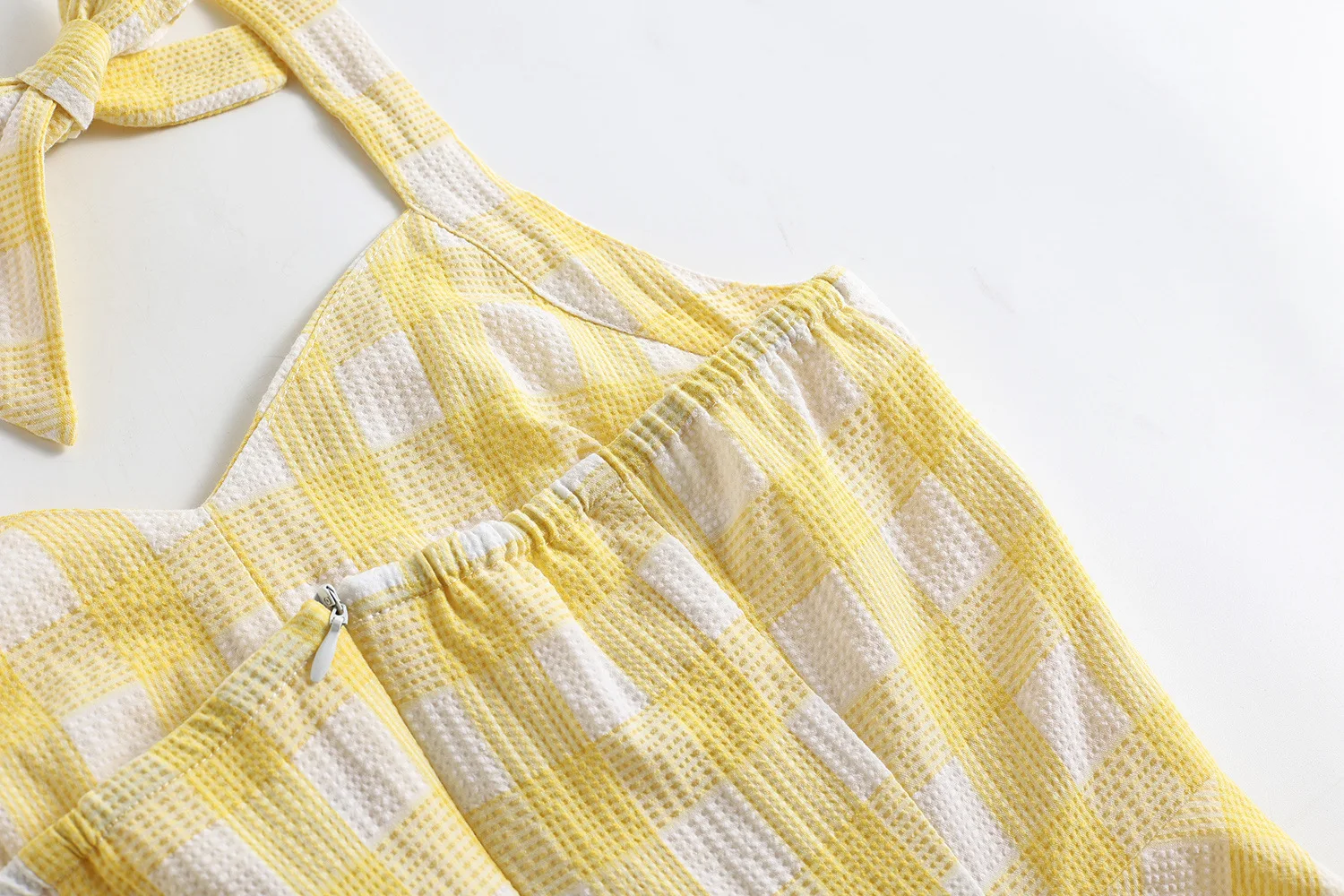 slim fit dress slacks Marguerite Halter Maxi Dress Lemon / Brown Polka Dot main image 1