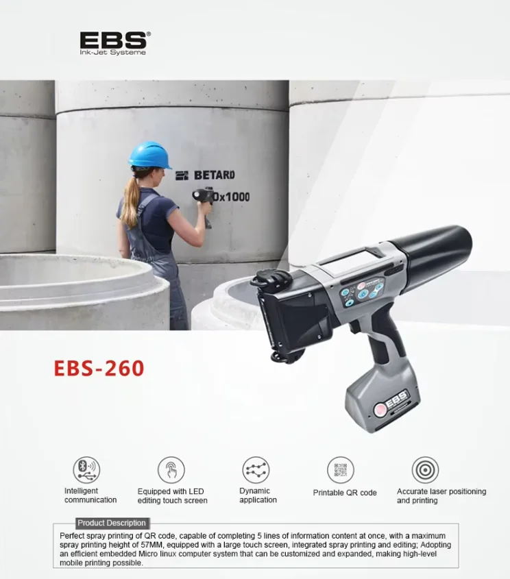 Original Binding EBS-260 Handheld Inkjet Printer Small Coding Machine High Performance Intelligent Coding