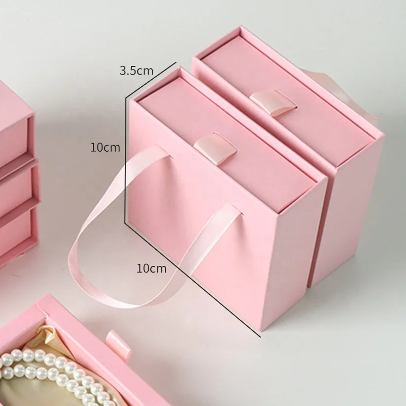 Luxury Custom Logo Satin Material Jewelry Boxes Sliding Drawer Necklace Bracelet Packaging with Personalized Logo details