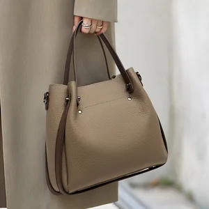 A-52 2026 Women's Bucket Tote Bag Top Layer Luxury Handbag Women Genuine Leather Designer Bag Women Genuine Leather Woman Bag