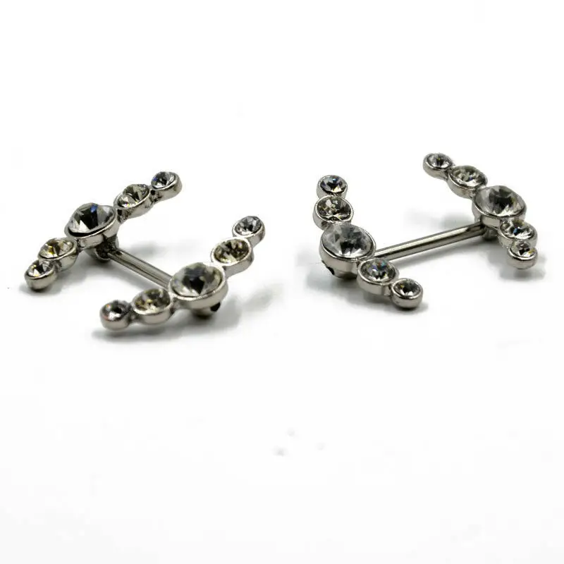 XM20082 ステンレス製ダブルニップルリング 宝石ニップルバーベル