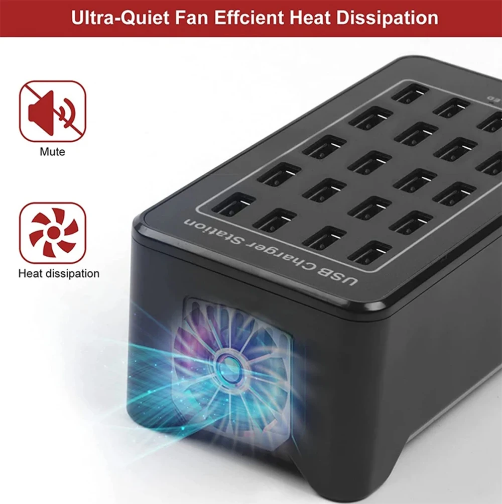 Carregador de alta potência com 30 portas USB 150W, adaptador de carregamento super rápido, multi hub USB, estação de carregamento para smartphone de mesa 150W