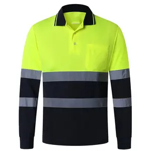 Quick Dry Night Security Construction Workshop Custom Long Sleeve Construction Mining Hi Vis Reflective Safety Work Wear Shirt
