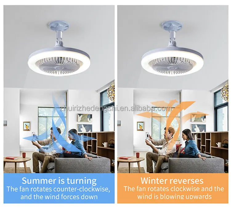 Hot Sale LED Lamp Fan E27 Three Color and 3600/6000K Screw Lamp Constant Ceiling Fan for Bedroom Living Room