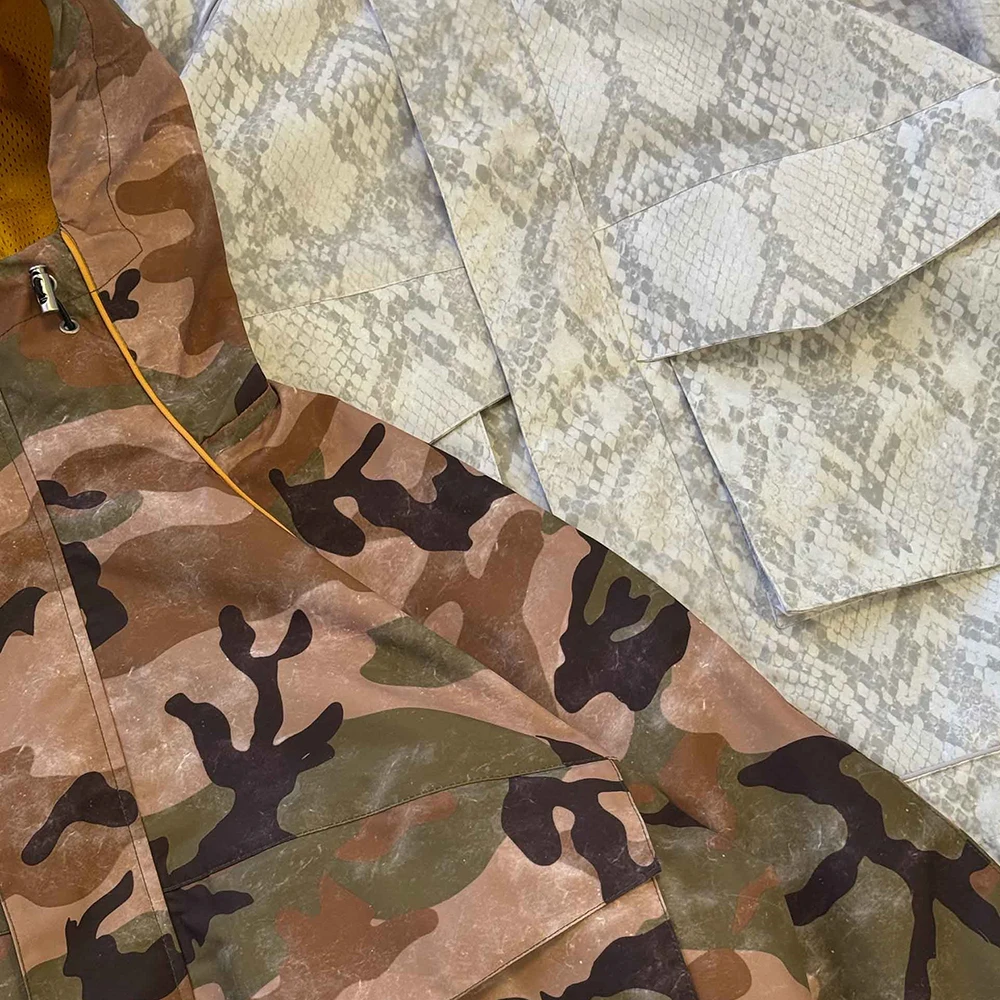 Manufacturer Custom Printed Men's Camouflage Camo Cropped Boxy Polyester Nylon Windbreaker Track Jacket with Hood Men factory