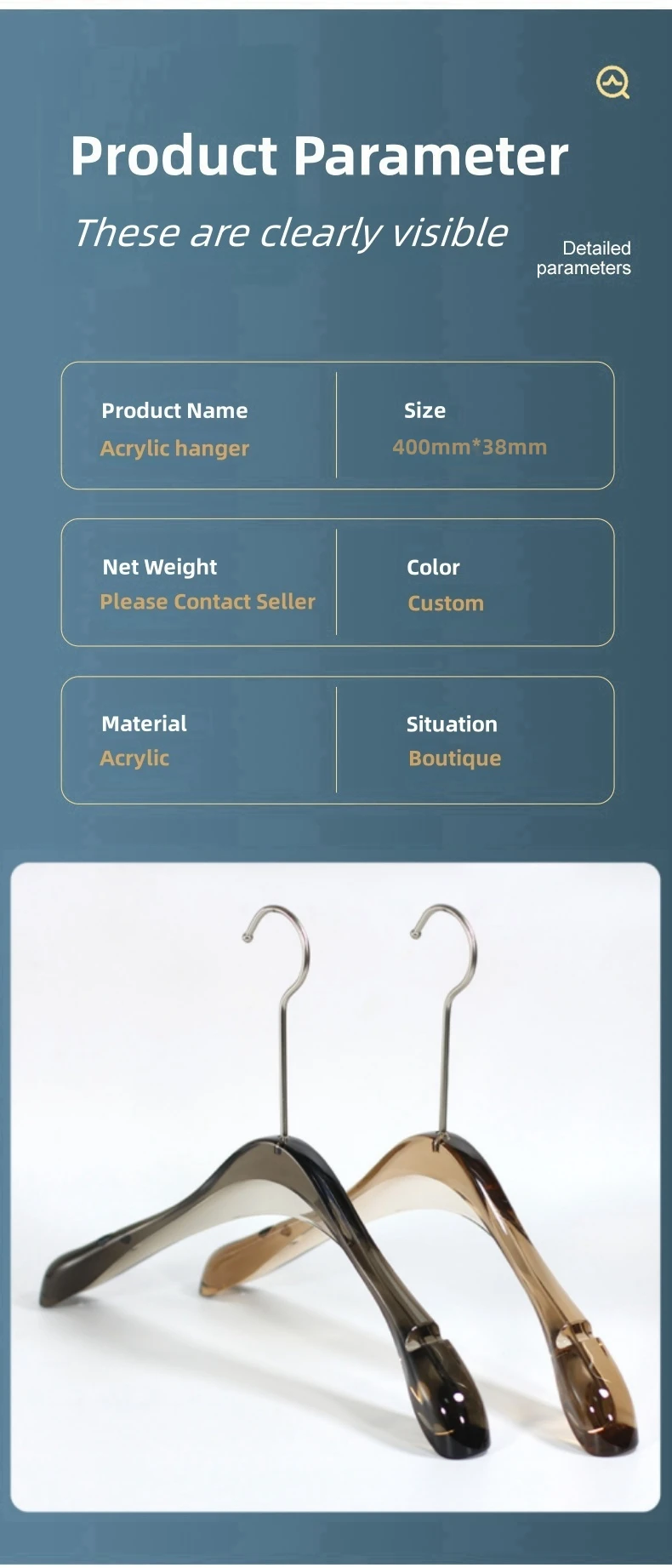 High Quality Acrylic Fur Coat Hangers Wide Shoulder Brown Jacket Down