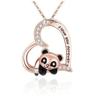 Collana OHAYOO Panda In Argento 925 Con Pietra Di Luna – Ciondolo A Cuore Per Ragazze