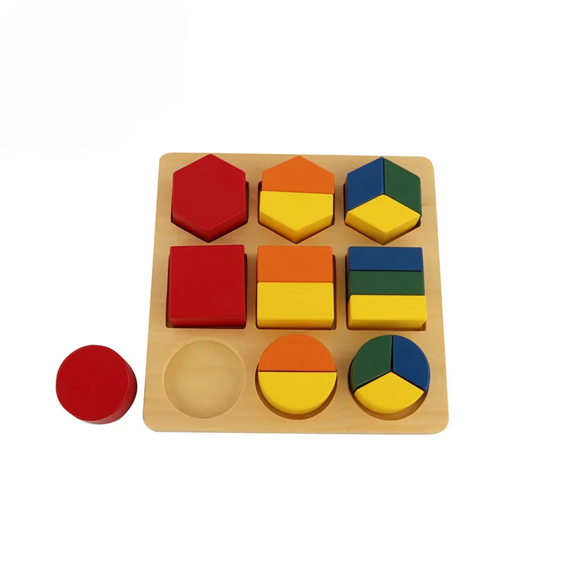 NEW Montessori Material Wooden Decompose Geometry Shape Blocks Tray 