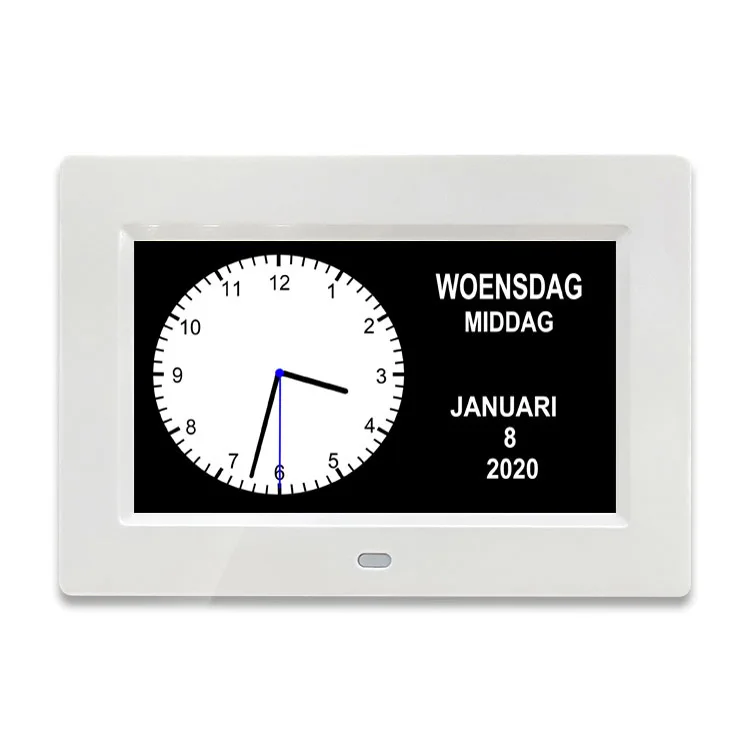Table Clock 7 Inch Digital Calendar Day Date Week Alarm Reminder Clock for Dementia Elderly Low Vison Impirement
