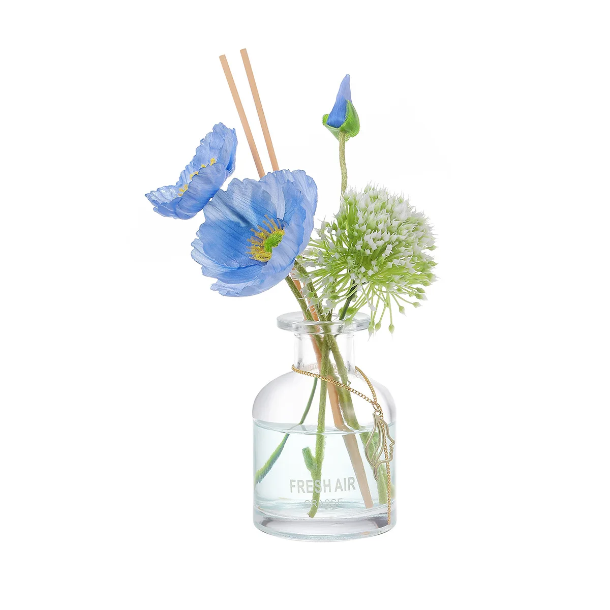 Reed Diffuser Custom Home Decoration Glass Reed Diffuser Fire Free Aromausible Dried Flowers