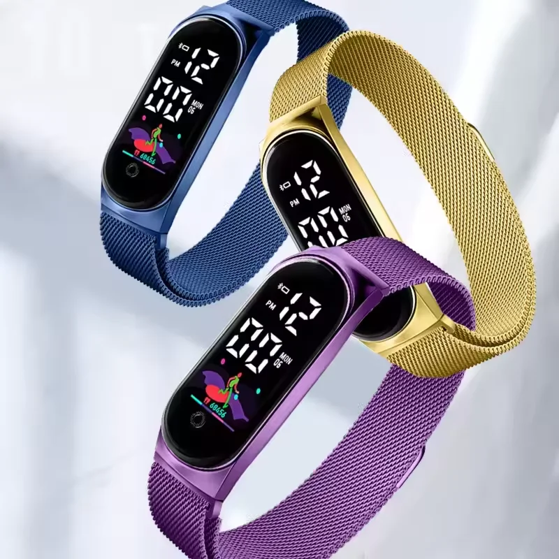 Модные спортивные часы водонепроницаемые светящиеся детские цифровые с сенсорным экраном электронные светодиодные