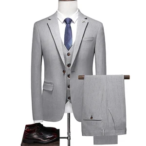Men's Slim Fit 3 Piece Suit One Button Business Wedding Prom Suit Jacket Man Blazer Tux Vest & Trousers for Men OEM