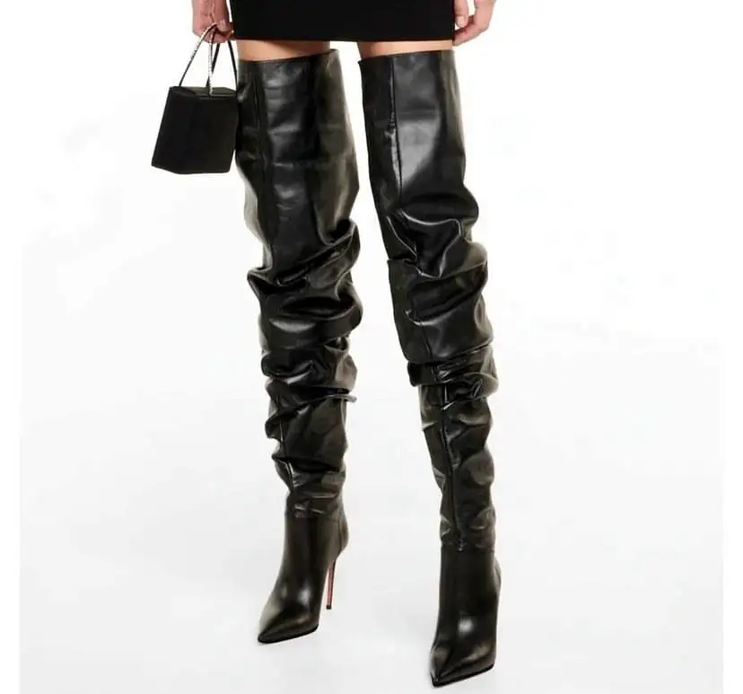 ★THREE TO EIGHTY★送料込み★Wrinkle Leather Boots Wrinkle Leather Boots (Black) (225-255) - 3/80 THREE TO EIGHTY