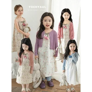 YOEHYAUL LX0093 Summer Sleeveless Dress High Quality Manufacture Cotton Children Clothes Lace Kids Girls Floral Dresses