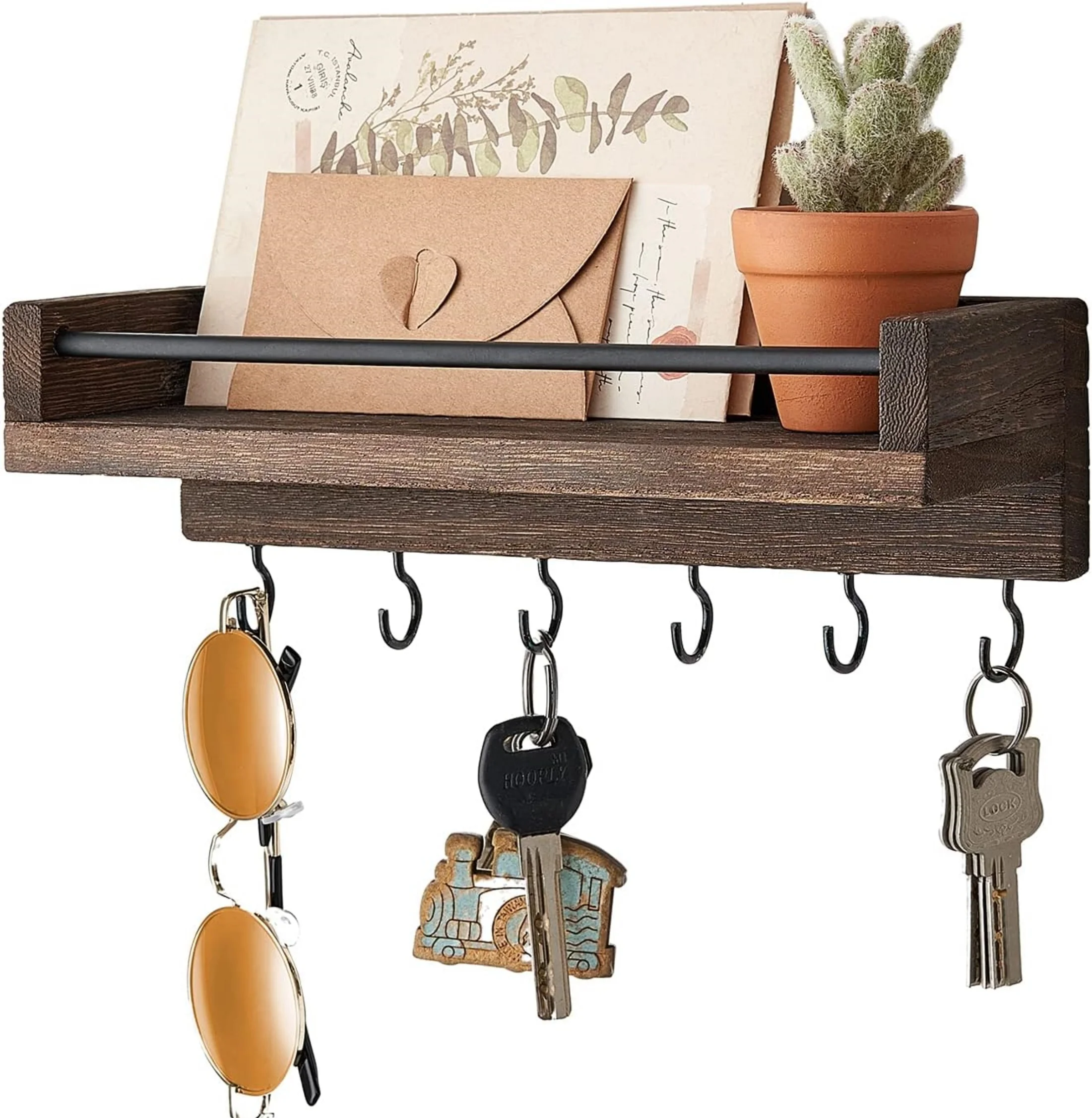 Small Rustic Wood Key Rack 9.5