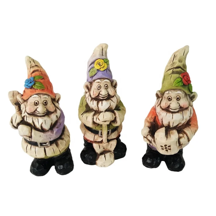 green garden and home decorative small flocking gnome statue for outdoor and indoor