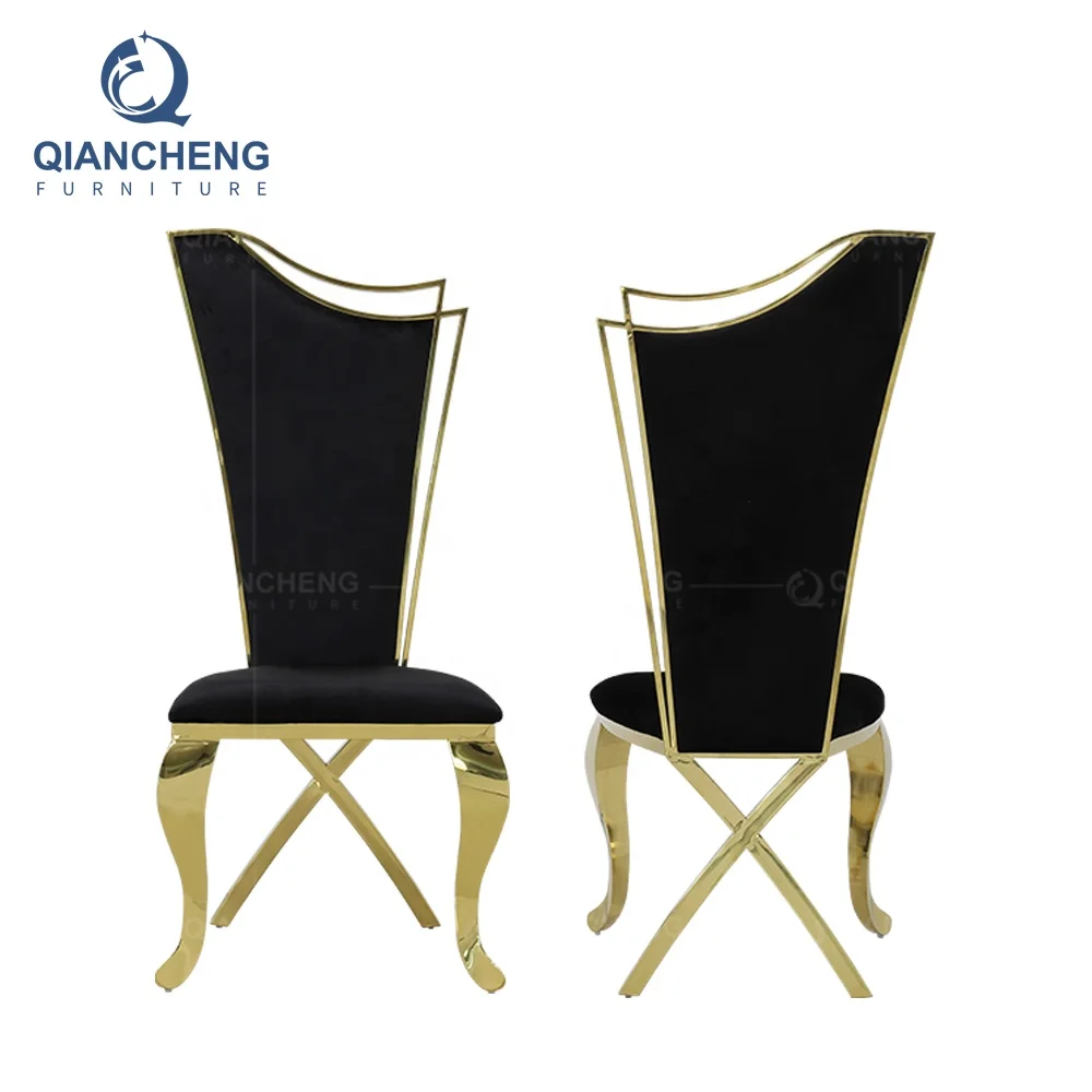 Modern Design Home Furniture Dining Room Chair Black Fabric Gold