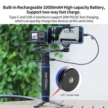 KingMa-GP01 10000mAH Power Bank Battery Hand Grip Selfie Stick for GoPro Hero10 9 8 7 6 5 Phone DSLR Camera 20W PD/QC Charger detail image