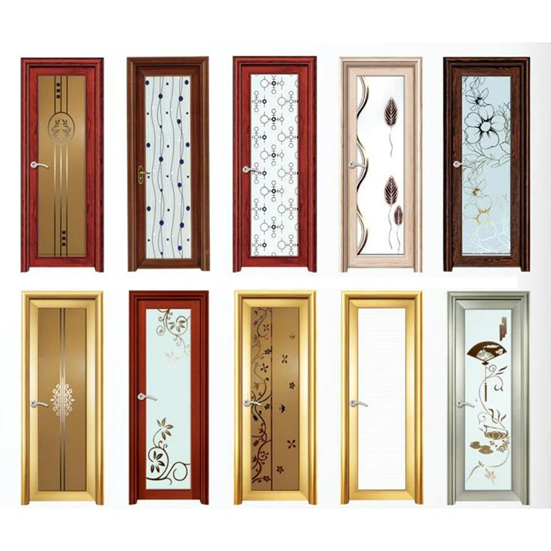 Abyat Toilet Door Design Aluminium Bathroom Door With Frosted Glass