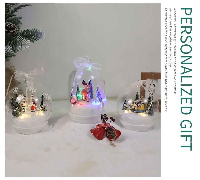 commercial christmas decorations figurine santa claus decorative musical lantern with snow music box landscapes supplier