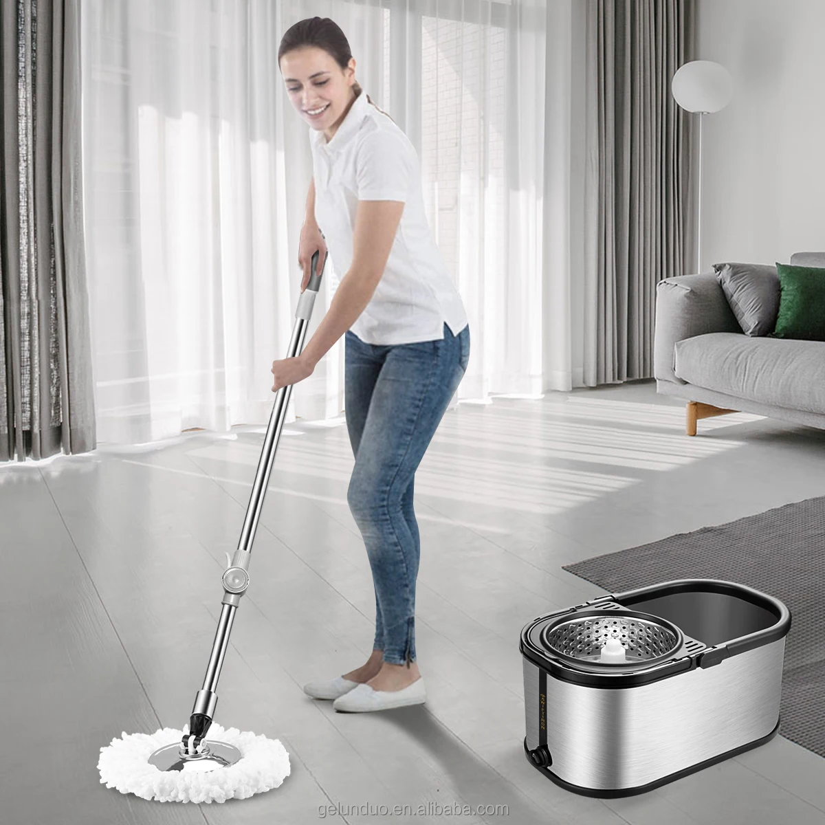 Spin 360 Magic Mop with Stainless Steel Bucket and Wheel