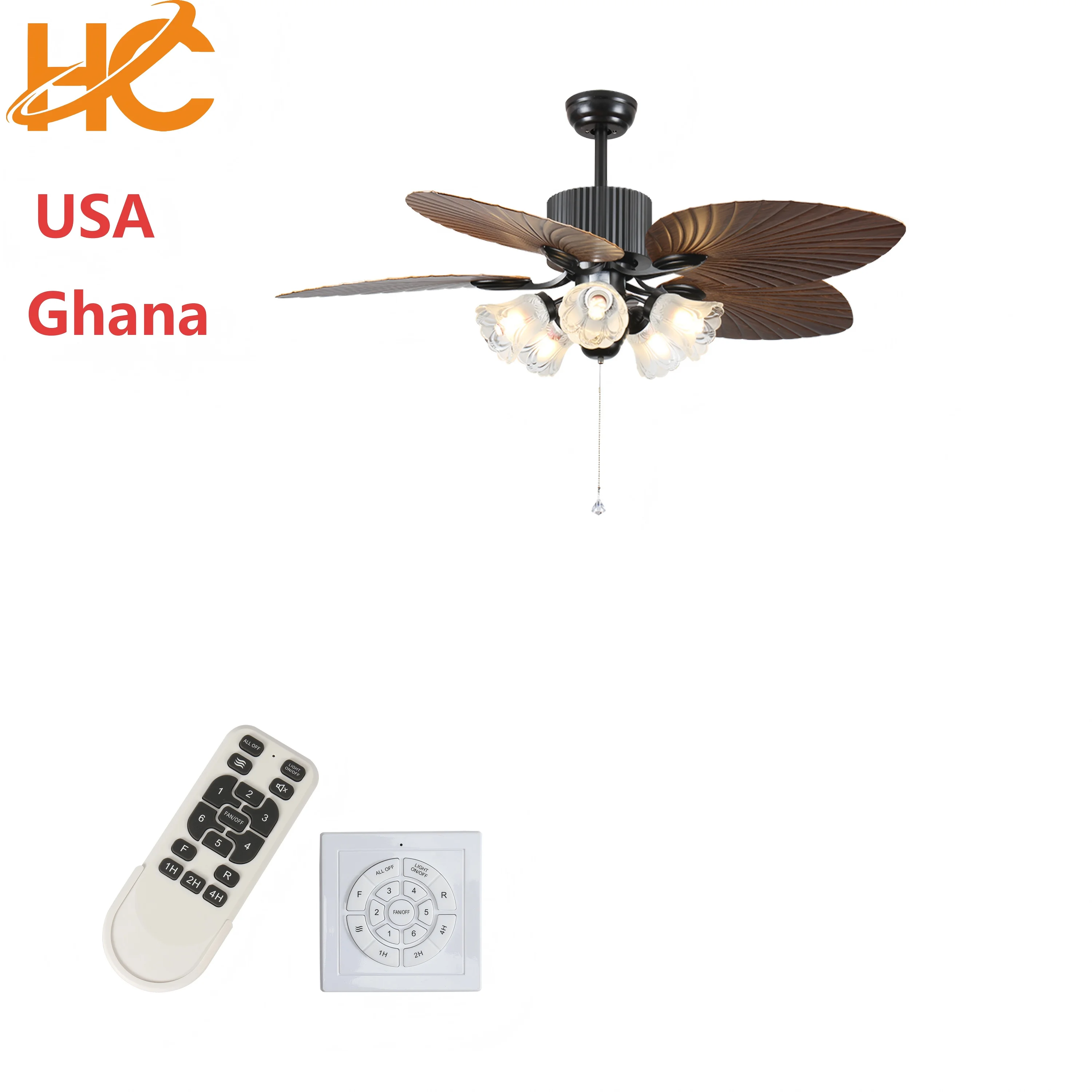 Factory Direct 6 Speed High CFM Quiet DC Motor Modern Ceiling Fan with Lights Remote Control, Bedroom Living Room Ceiling Fan