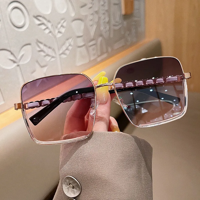 Designer Half Frame Luxury Gradient Pink Sunglasses 2024 display picture 2