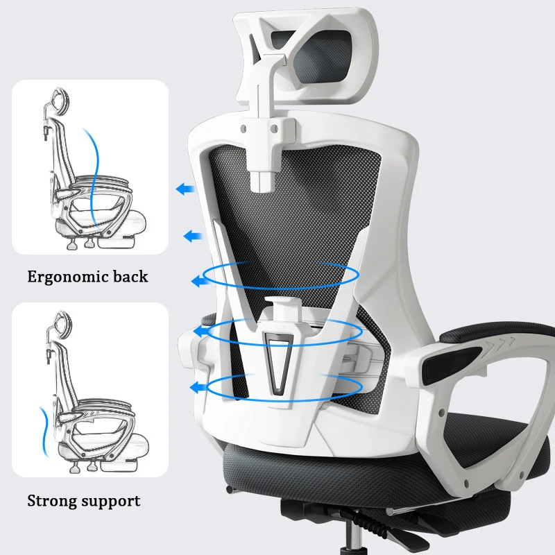 Factory Direct Price White Color Plastic Mesh Chair Computer Chair Office Office Chair with Footrest in Stock